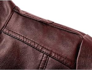 Chaqueta de Motociclista para Hombre, Negra, Transpirable, Impermeable, de Cuero Genuino Color Borgoña, Manga Larga, para Invierno - Product Image 3