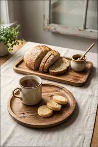 Meilleurs plateaux de service en bois de manguier, nouveau design, certifiés EPCH, artisanat indien de qualité, compatibles lave-vaisselle, pour restaurant et cuisine - Product Image 1