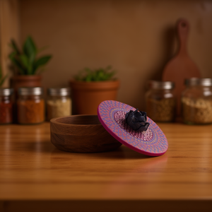 Boîte à Roti en Bois Faite à la Main, Organisateur de Rangement d'Épices, Conteneur Traditionnel pour Chapati, pour Rangement Décoratif et Ustensiles de Cuisine - Product Image 3
