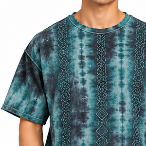 T-shirts pour hommes teints Shibori 100% coton, col rond décontracté, manches courtes, détails ton sur ton, tee-shirt décontracté, fournisseur de vêtements personnalisés en gros - Product Image 6