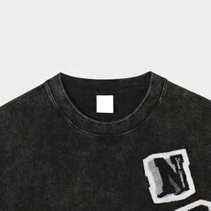 New Arrivals Custom Logo Men's Clothing <b>Drop</b> Shoulder <b>Acid</b> Washed Shirts Short Sleeves High Quality Breathable Oversized Jersey - Product Image 4