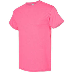 T-shirt décontracté d'été pour homme, rose vif, coupe classique, 100 % coton tricoté, col rond, anti-plis, personnalisable avec marque privée - Product Image 1