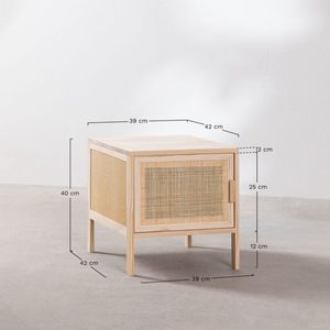 <b>Black</b> <b>Rattan</b> Wood Nightstand with Drawer Storage <b>Bedside</b> <b>Table</b> Modern Bedroom Furniture - Product Image 3