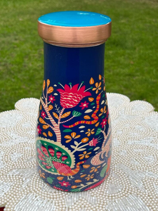 Floral Pattern <b>Copper</b> <b>Water</b> <b>Bottle</b> with Built 900ml Elegant Ayurvedic Hydration Drinkware Handmade Traditional <b>Copper</b> - Product Image 6
