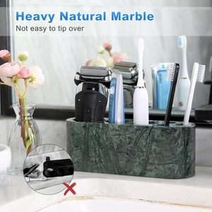 Soporte para cepillos de dientes para baños, organizador de cepillos de dientes de mármol con 6 ranuras, soporte para brochas de maquillaje, colección de almacenamiento de cepillos de dientes - Product Image 2