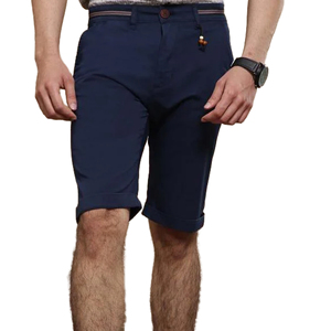 Pantalones Cortos Largos 2026 para Hombre, Azul Marino, Estilo Oxford Bermuda con Cordón y Cierre de Cuentas, Cintura Media, Casual - Product Image 1