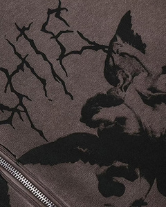 Sweat-shirt à capuche zippé pour homme, coupe oversize, en coton French Terry, avec logo imprimé sur le devant, style streetwear automne, coupe classique, tricoté - Product Image 2
