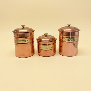 Vintage Copper Kitchen Canister Set With Lids Antique Handcrafted Metal Food Storage Jars For Flour Sugar Coffee And Tea - Product Image 5