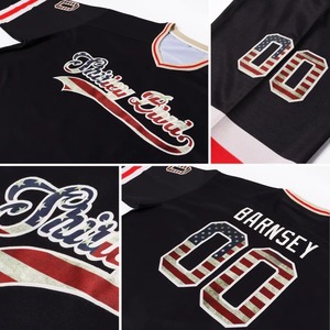 Custom Hockey Jersey Black Vintage USA Flag Cream Team Uniforms Sublimated Ice Hockey Shirt Breathable Mesh Training Sports Wear - Product Image 5