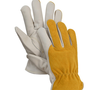 Gants de sécurité en cuir blanc et marron, résistants aux chocs, respirants, texture lisse, résistants à l'abrasion, antidérapants, avec manchette droite - Product Image 4