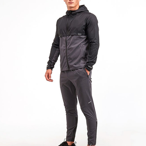 Men's Black Sporty Tracksuit Full <b>Zip</b> <b>Hooded</b> Jacket With White Stripe And Matching Pants Breathable Polyester Autumn Wear 2026 - Product Image 1