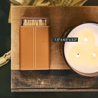 Boîte à allumettes décorative en cuir fait main avec allumeur intégré, élégante boîte en cuir pour table basse