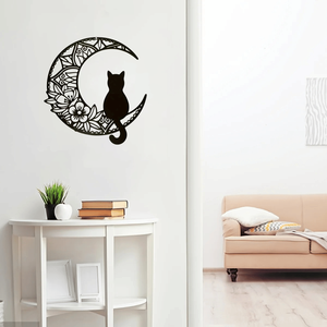 CIFbuy Decorazione Murale a Forma di Gatto Crescente in Stile Bohémien, Arte in Metallo per Arredamento Casa a Tema Animali Domestici, Regalo Natalizio con Servizio di Ritiro - Product Image 1