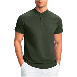 Chemise de golf pour homme, coupe ajustée, tissée unie, impression numérique, personnalisable ODM, 92% coton, 8% élasthanne, manches courtes, sans col - Product Image 2