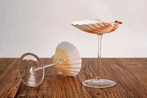 Wholesale Handmade Lightweight Reusable Easy Clean Glass Conch Shell Cocktail Glass Coastal Design Wedding <b>Beer</b> 20-100ml - Product Image 3