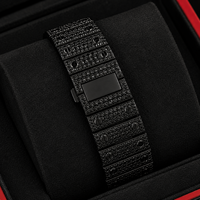 Reloj Citizen Totalmente Negro con Diamantes VVS, Esfera Cuadrada con Números Romanos, Correa de Rosca, Visualización de Fecha, Estilo Simple, Clásico, Moderno y Hip Hop
