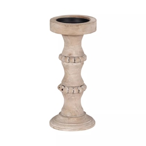 Contemporary design <b>White</b> wash pillar candle holder rustic wooden candle stand farmhouse candle holder offer customizations - Product Image 4