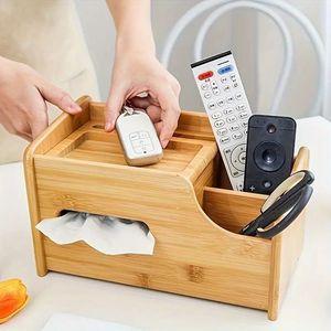 Luxury Handmade Eco-Friendly Square Wooden <b>Remote</b> <b>Holder</b> | Multi-Compartment Organizer | Housewarming Gift | Factory Wholesale - Product Image 1