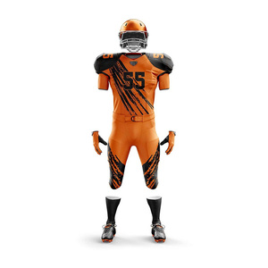 Professional American Football Uniform Custom Heat-Transfer Printed Breathable Plus Size Jersey and Shorts Set with Zipper Fly - Product Image 3