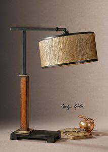 Modern Wooden <b>Adjustable</b> AC Powered LED Touch Control Eye Caring <b>Table</b> Lamp with Fabric Drum Shade for Bedroom - Product Image 2