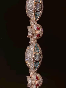 <b>Iced</b> <b>Out</b> Bracelet Rose Gold Hip Hop Jewelry Diamond Look Cubic Zirconia Luxury Bling <b>Chain</b> Bracelet - Product Image 1