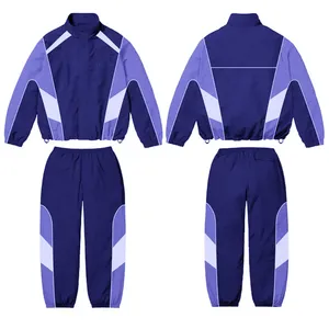 Ensemble survêtement personnalisé avec logo, couleur violette, veste coupe-vent et pantalon pour homme, 2 pièces, streetwear, sportswear, fournisseur de survêtements en nylon - Product Image 6