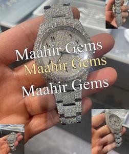 Montre automatique de luxe pour homme en acier inoxydable avec moissanite bicolore, boîtier carré, bracelet à fermoir, résistante à l'eau 10 bars, style hip-hop - Product Image 2