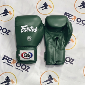 Fairtex <b>Green</b> Leather Boxing Gloves Hook & Loop Wrist Closure Breathable Adult Training Gear Youth Sparring Gloves For Adults - Product Image 1