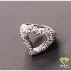 Bague en argent sterling 925 avec diamant de laboratoire en forme de cœur, bijou de luxe pour les acheteurs en gros - Product Image 1