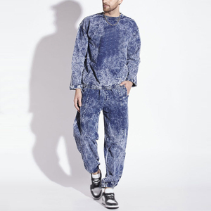 Chándal con efecto acid wash 100% algodón orgánico transpirable con logotipo y empaque personalizados. Chándal con efecto acid wash para hombre en venta. - Product Image 4