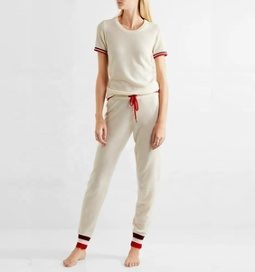 ชุดวอร์มครอปแขนสั้นผ้าคอตตอนผสมแคชเมียร์สำหรับผู้หญิงช่วงฤดูใบไม้ผลิ - Product Image 1