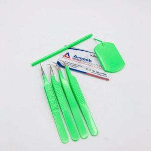 Haute Qualité Carré Vert Miroir Conception En Acier Inoxydable Cils Pince À Épiler En Gros Costume Durable Extension De Cils Pointu - Product Image 6