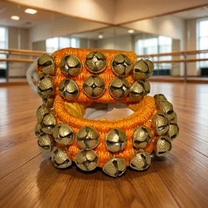 Ghongroo à 2 rangs en laiton orange pour la danse Bharatanatyam et Salangai, clochettes de danse classique indienne, ghongroo traditionnel indien pour les pieds - Product Image 3