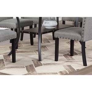 Tavolo da Pranzo Rettangolare in Legno Naturale con Borchie Decorative e Ripiano Portaoggetti - Product Image 5