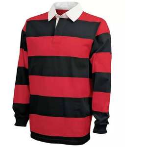 Maillot de rugby personnalisé de haute qualité pour homme, design rayé, manches longues, col polo, style polo, maillot de rugby pour homme, vêtements de sport - Product Image 4