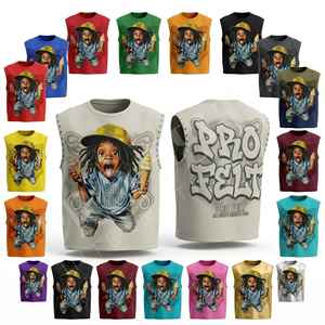 Hip Hop Style top Quality Fashionable Trendy Sleeveless Tank Top Streetwear Custom Printed Own Brand Name Oversized T Shirts - Product Image 1