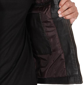 Leather <b>Jackets</b> Factory Direct High Quality Zipper With Removable Hood Leather <b>Jacket</b> <b>for</b> <b>Men</b> - Product Image 4