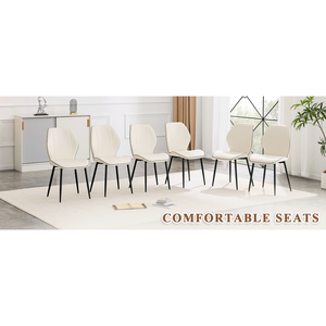 Set di 4 Sedie da Pranzo di Lusso in Ecopelle Bianca con Gambe in Metallo Nero Regolabili, Disponibili in Vari Colori - Product Image 4