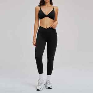 Gym Set Women 2 Pcs Yoga Bra and Pants Leggings Outfit Sports Tracksuit Workout Clothes Running Fitness Suit Pilates Activewear - Product Image 2