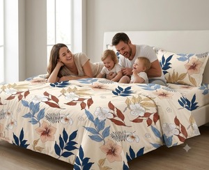 Parure de draps imprimés floraux, best-seller, taille Queen, drap plat et drap-housse, style classique toutes saisons, pour la vente en gros - Product Image 1
