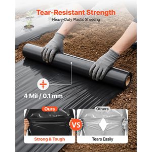 4 Mil Heavy Duty <b>Black</b> Polyethylene Plastic Sheeting 6FT X 100FT Roll-Painters Tarp & Garden Drop <b>Cloth</b> - Product Image 2