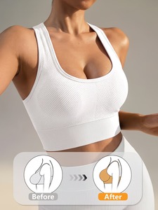 Haut de sport texturé dos nageur pour femme, soutien-gorge d'entraînement sans couture push-up, équipement de fitness personnalisable sous marque privée - Product Image 5