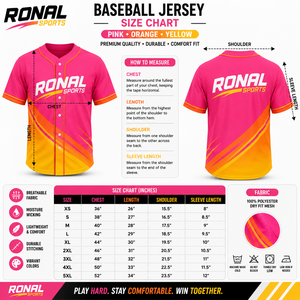 Camiseta de Béisbol Rosa para Hombre, Marca Ronal Sports, Manga Corta, Sublimada, Absorbe la Humedad, Corte Regular, para Todas las Temporadas - Product Image 6