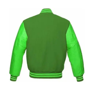 Custom High Street Unisex Basic Wool Baseball <b>Jacket</b> Letterman Stand Collar Outwear with Geometric Patchwork Design - Product Image 2