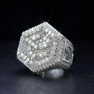 Anillos de banda de eternidad de plata 925 con diamantes chapados en rodio para mujer, corte princesa, engaste pavé, joyería de boda geométrica de lujo - Product Image 2