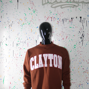 Sudadera Clayton de Cuello Redondo para Hombre, Color Marrón, Algodón, Felpa Francesa, Corte Regular, Informal, Otoño, con Letras CLUSH SPORTS - Product Image 4