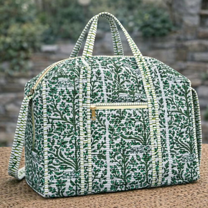 Boho ผ้านวมผ้าฝ้าย Duffle กระเป๋าพิมพ์ลายดอกไม้เดินทางด้วยมือที่ไม่ซ้ำกันค้างคืนวันหยุดพักผ่อน - Product Image 1
