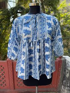 Floral Printed Cotton Tunic <b>Top</b> O-Neck Mini <b>Dress</b>, Casual Loose-Fit Short Sleeve Summer Outfit - Product Image 1