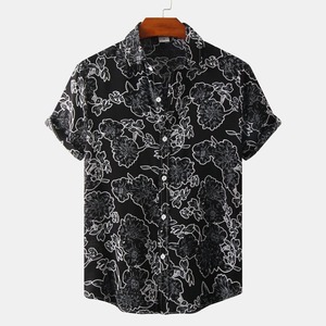 เสื้อเชิ้ตฮาวายแขนสั้นผู้ชาย ลายพิมพ์ดิจิทัล ผ้าซาติน ปกคอพับ ระบายอากาศได้ดี โพลีเอสเตอร์ เสื้อลำลองฤดูร้อน - Product Image 2