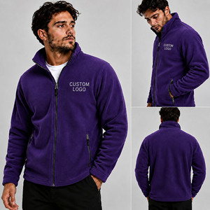 Veste en polaire pour homme, couleur violette, fermeture éclair intégrale, col montant, vêtement décontracté pour l'automne - Product Image 2